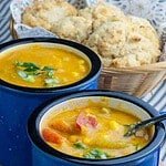 a spoonful of Sweet Potato Corn Chowder