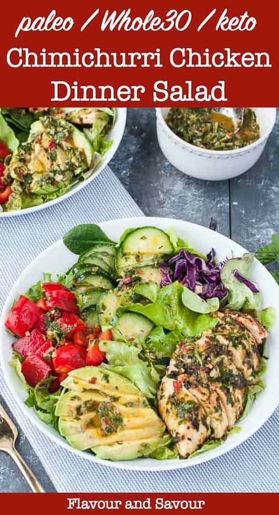 Chimichurri Chicken Dinner Salad pin