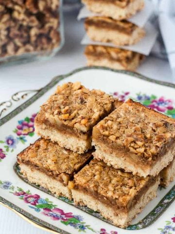 Gluten-Free Maple Walnut Squares on serving plate