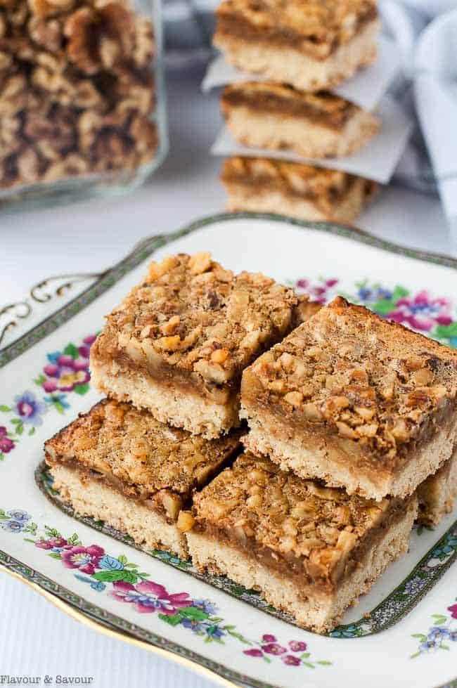 Gluten-Free Maple Walnut Squares on serving plate