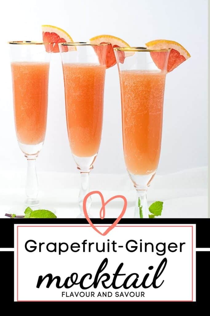 Sugar-free Grapefruit Ginger Mocktail image with text overlay