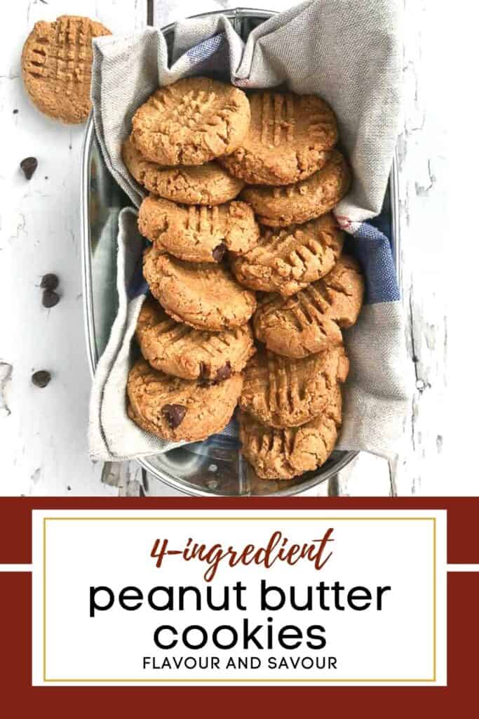 image with text for 4-ingredient peanut butter cookies.