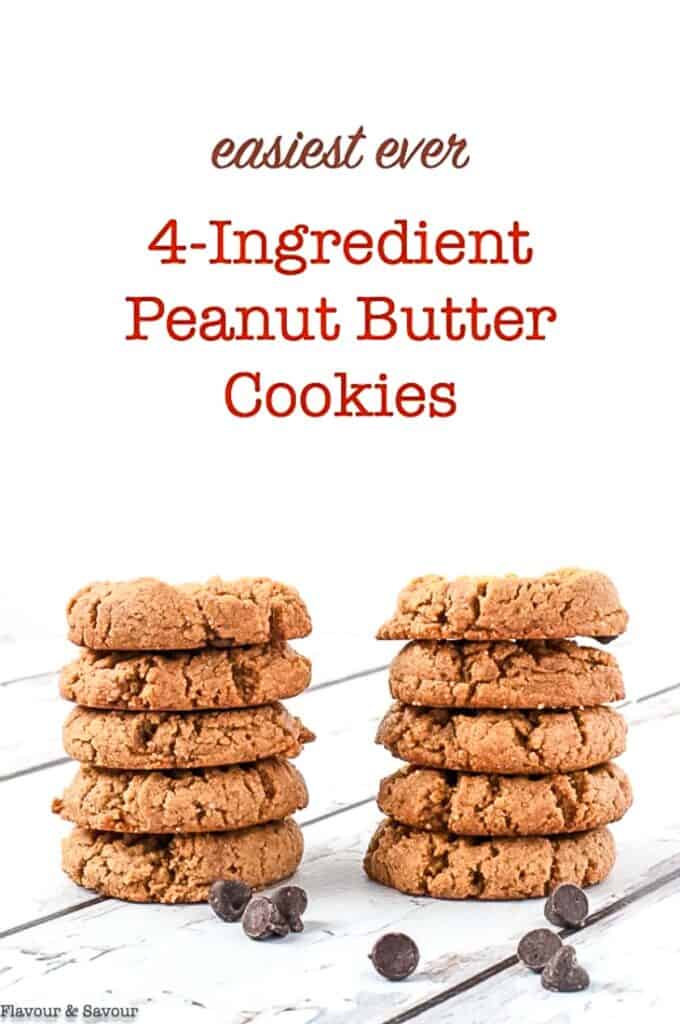 image with text for sugar-free 4-ingredient peanut butter cookies.