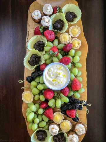 Dessert Board with Mini Desserts, Fresh Fruit and Lemon Curd Dip