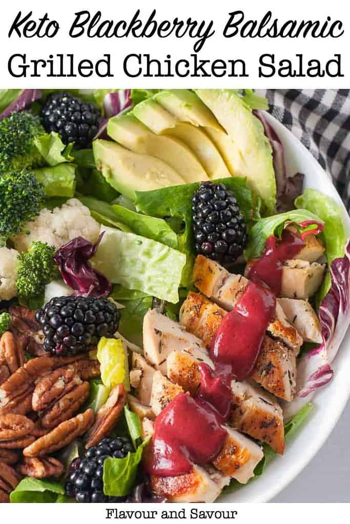 Keto Blackberry Balsamic Grilled Chicken Salad pin