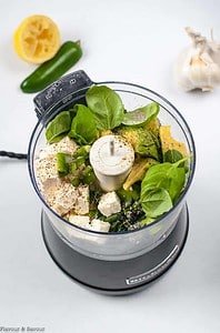 Ingredients for Avocado Dip in food processor