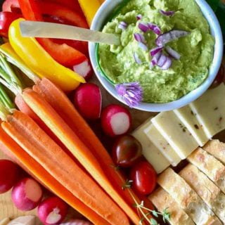 Avocado Feta Herbed Dip with crudites