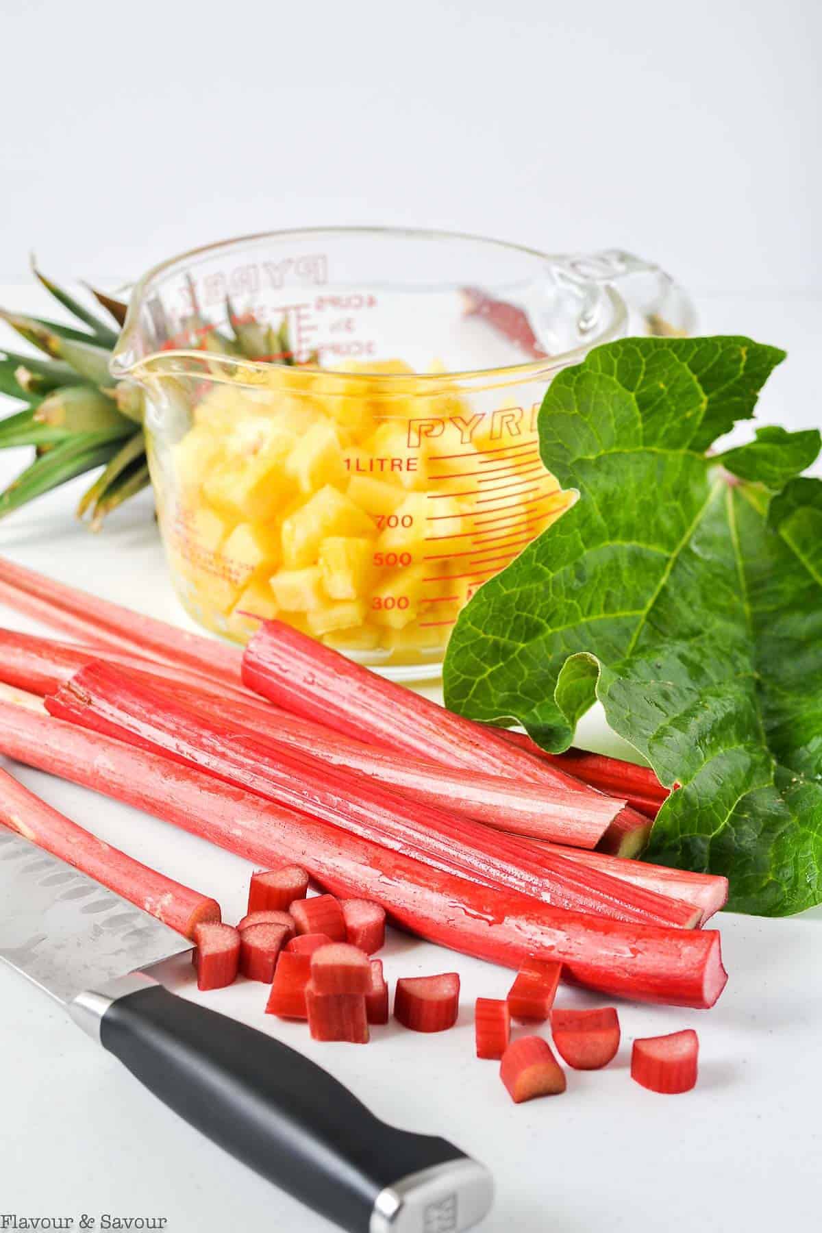 Ingredients for Pineapple Rhubarb Crisp with Ginger