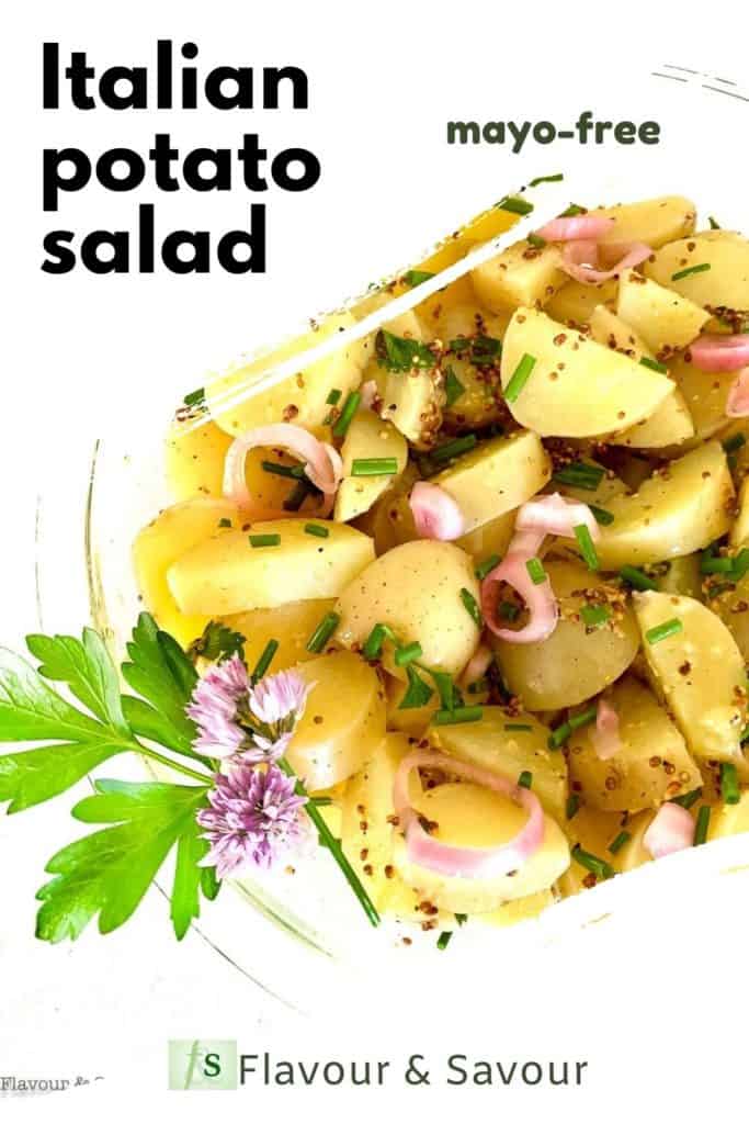 Italian Potato Salad mayo-free with text overlay