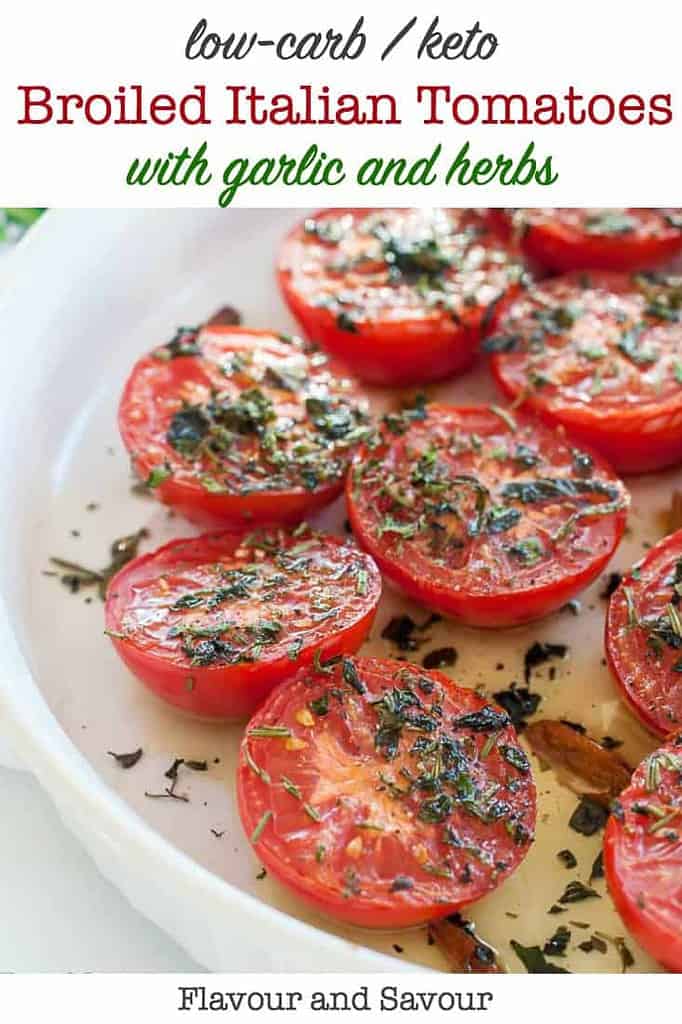 Broiled Italian Tomatoes with garlic and herbs pin
