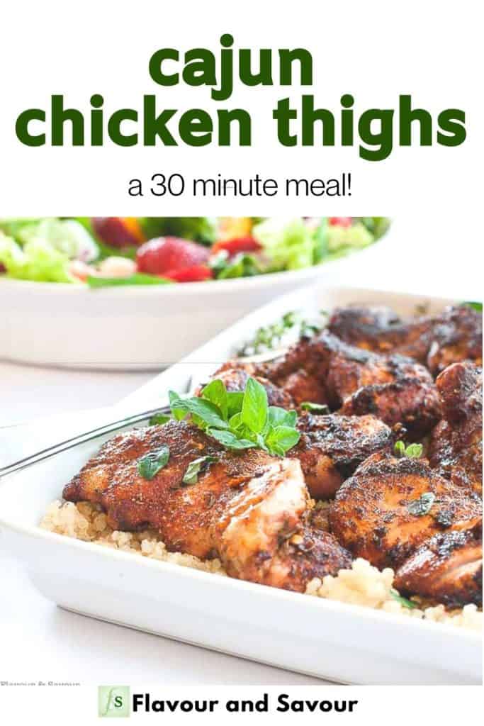 Pinterest pin for Cajun Chicken Thighs