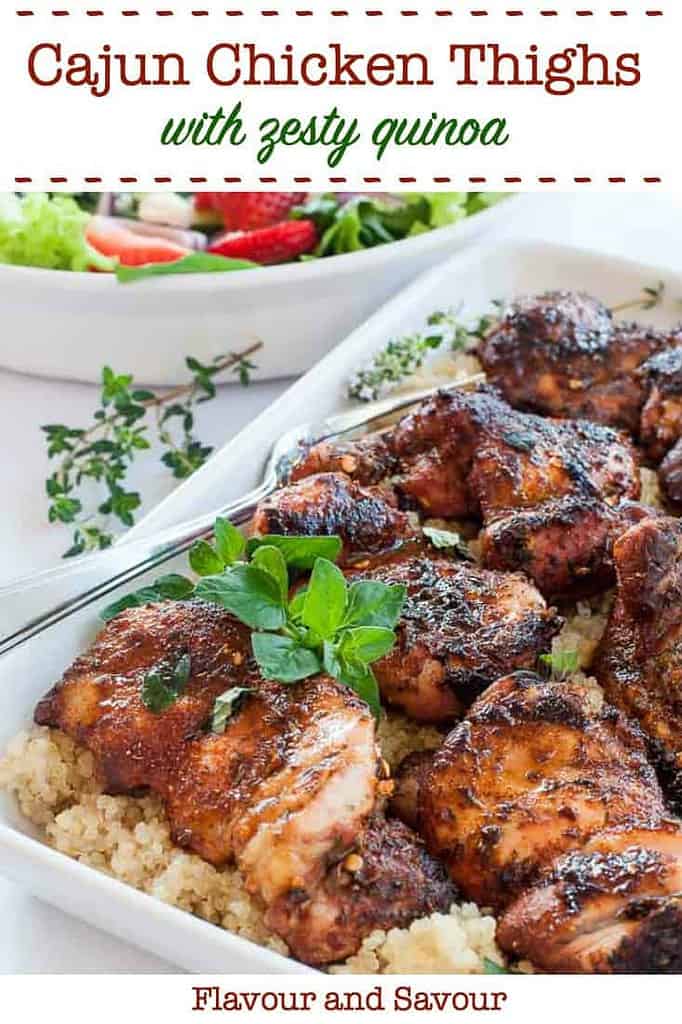 Cajun Chicken Thighs with Zesty Quinoa pin