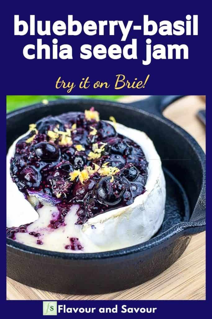 Image and text overlay for Blueberry Basil Chia Seed Jam