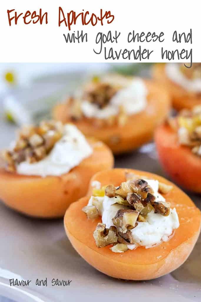 Fresh Apricots with Goat Cheese and Lavender Honey pin