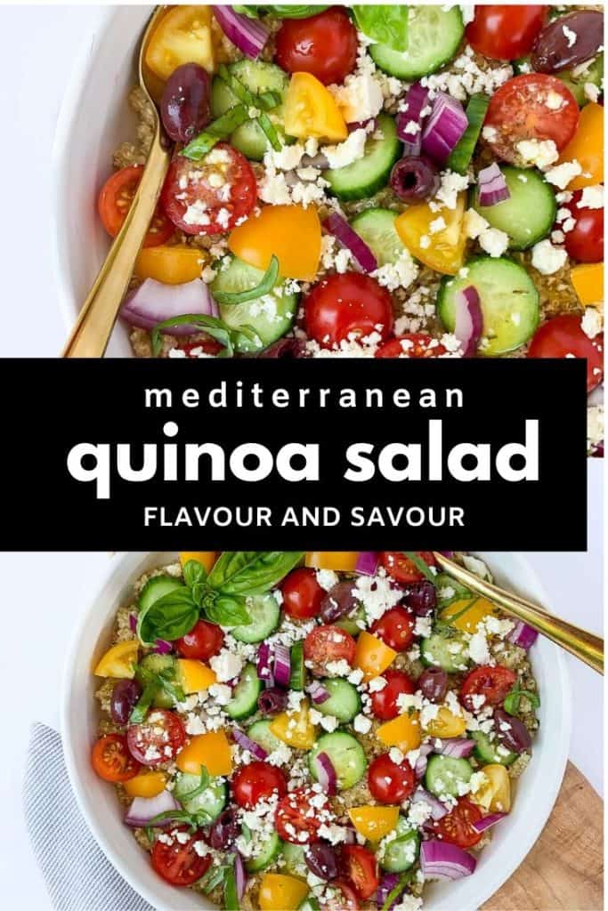 Pinterest pin for Mediterranean Quinoa Salad