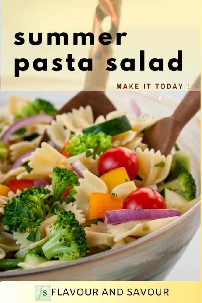 Summer Pasta Salad with text overlay