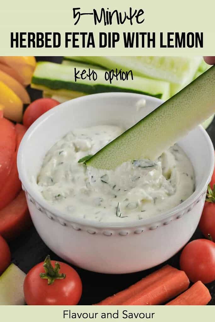Pinterest pin for Herbed Feta Dip with Lemon