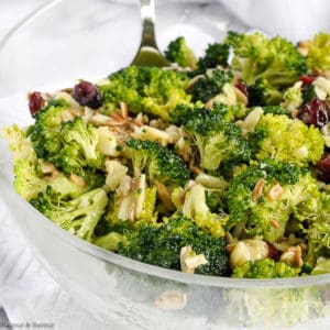 Broccoli Salad with Cranberries close up view