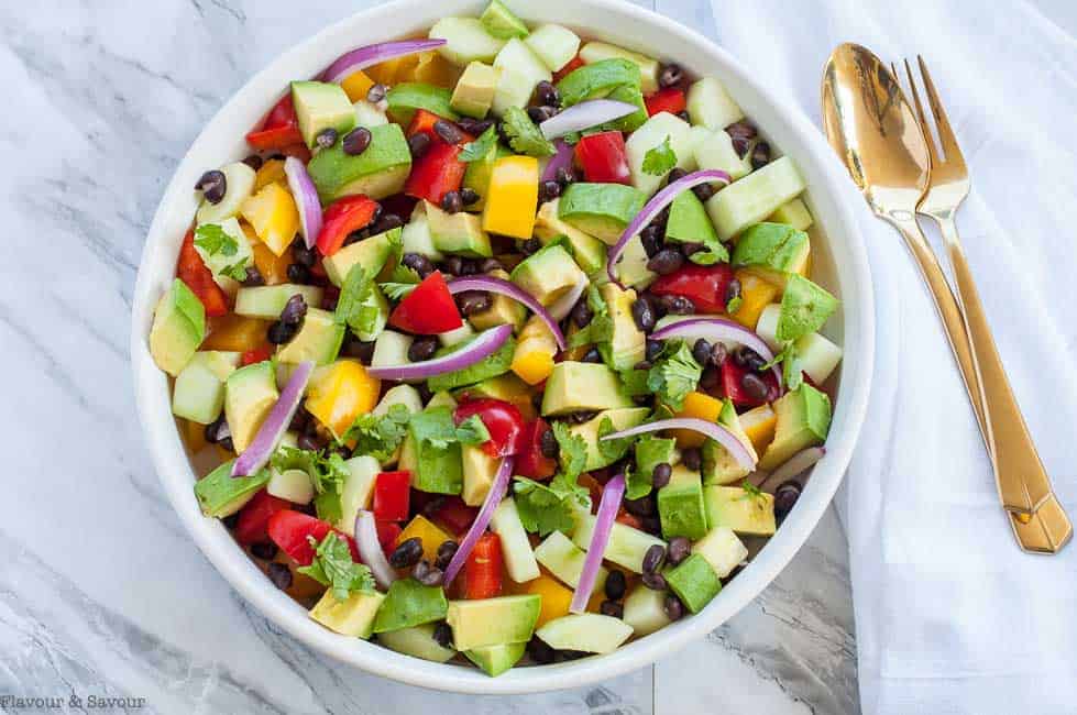 Tomato Avocado Black Bean Salad with Cilantro Lime Dressing Flavour and Savour