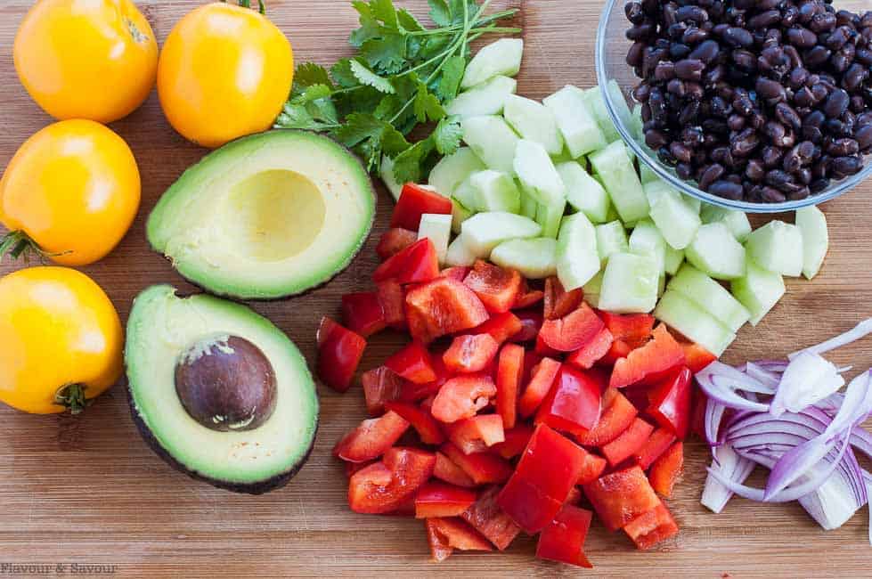 Ingredients for Tomato Avocado Black Bean Salad