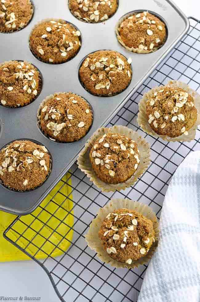 Chai Spiced Pear Muffins on a cooling rack