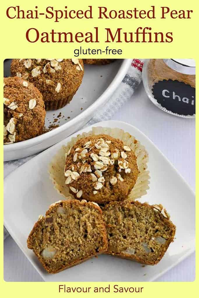 Pinterest PIn for Chai-Spiced Roasted Pear Oatmeal Muffins