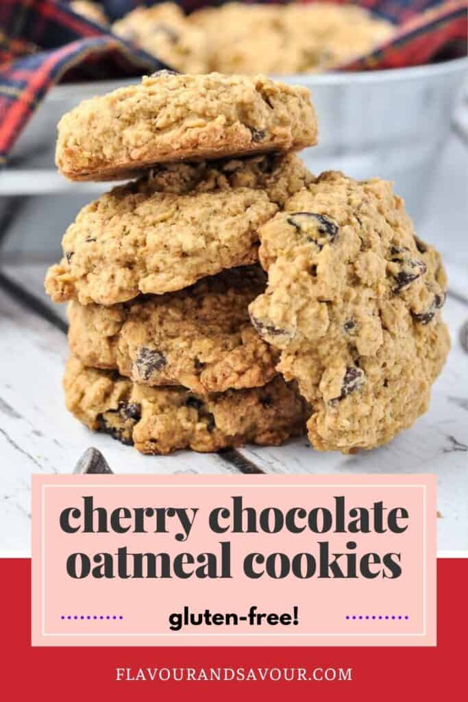 Text and image for Gluten-Free Cherry Chocolate Oatmeal Cookies