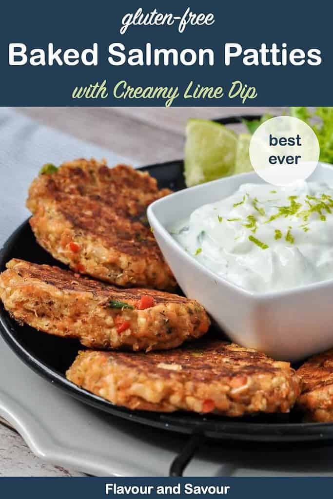 PInterest Pin for Baked Salmon Patties with Creamy Lime Sauce