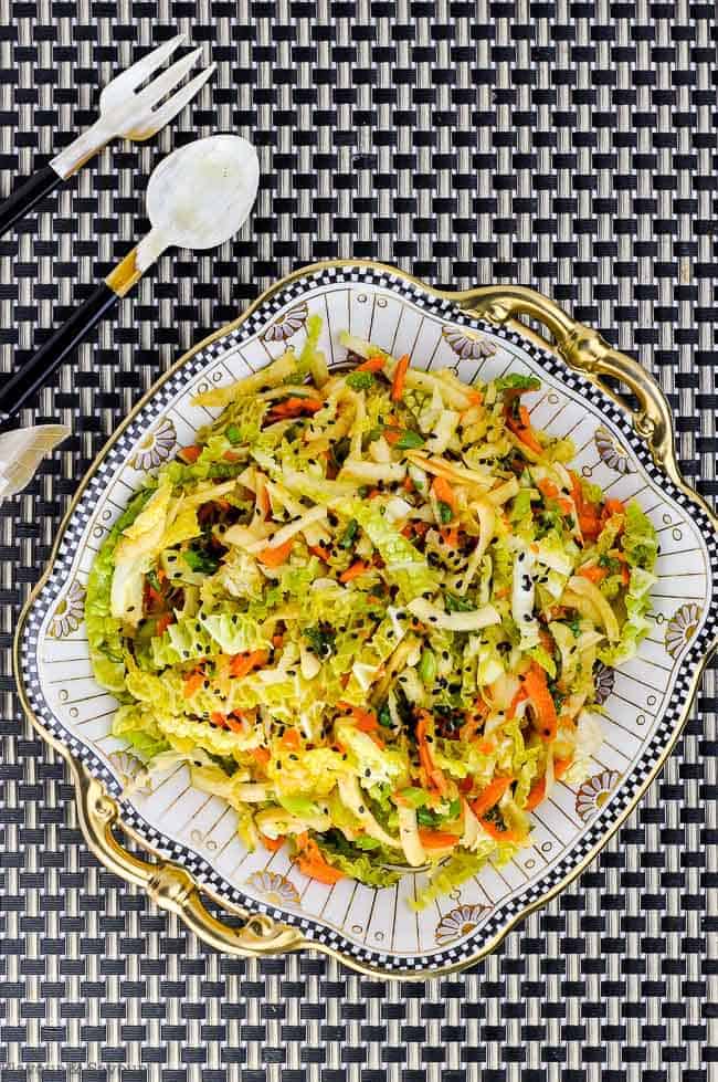 Thai-Style Slaw in an ornate serving dish