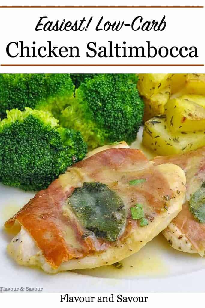 Pinterest Pin for Low Carb Chicken Saltimbocca