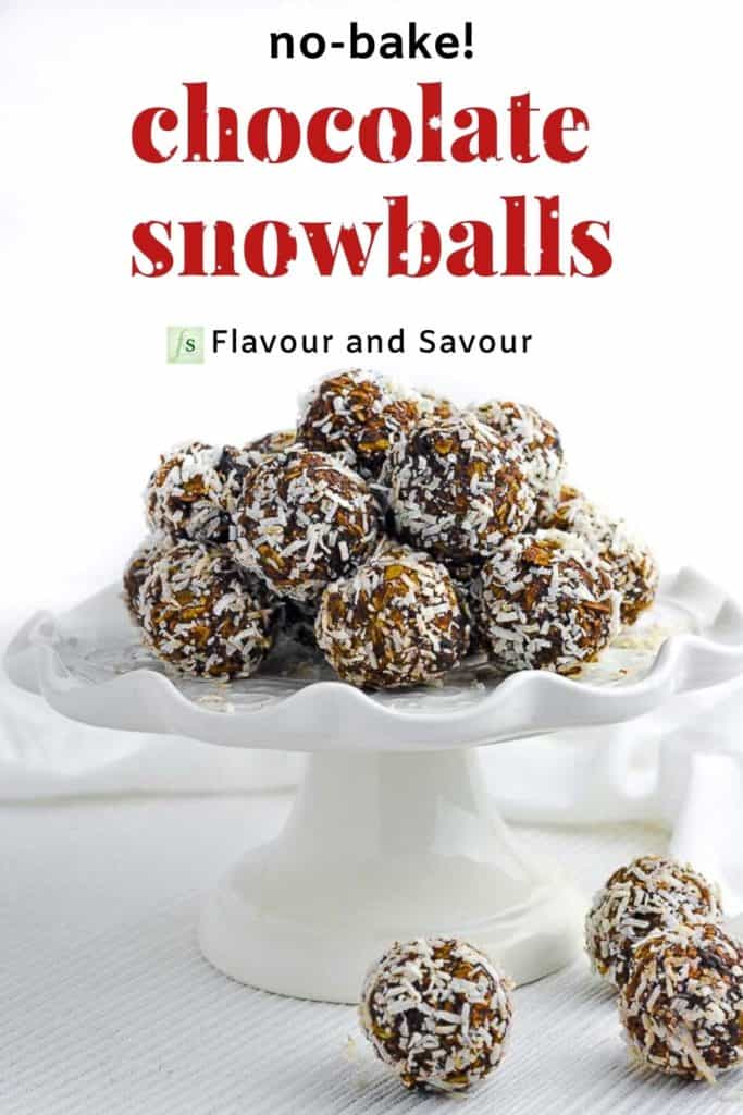 Pinterest pin for Chocolate Snowballs