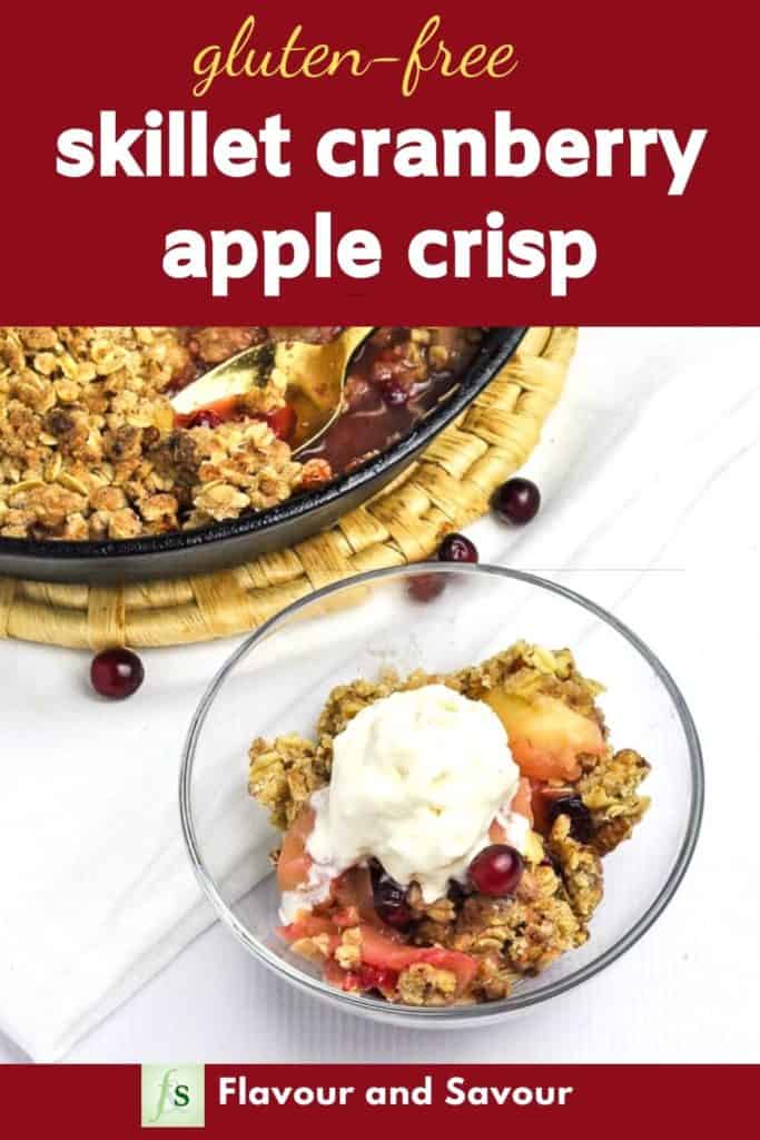 Graphic for Skillet Cranberry Apple Crisp with text overlay