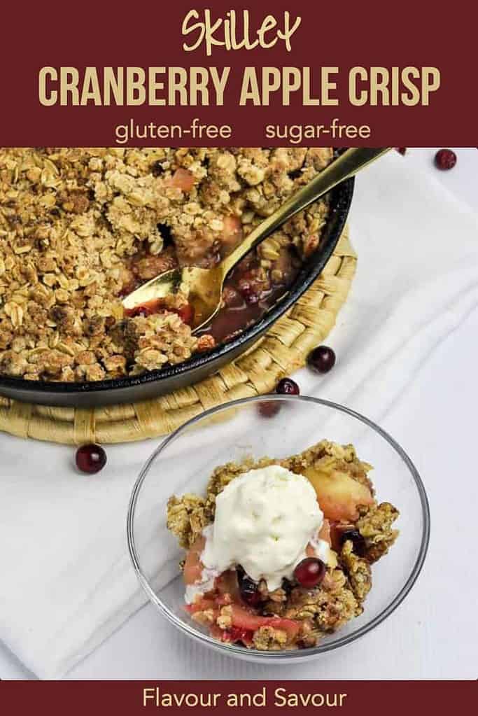 Pinterest Pin for Gluten-free Skillet Cranberry Apple Crisp