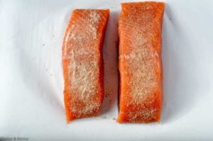 Sprinkling rub ingredients for Mandarin Miso Glazed Salmon