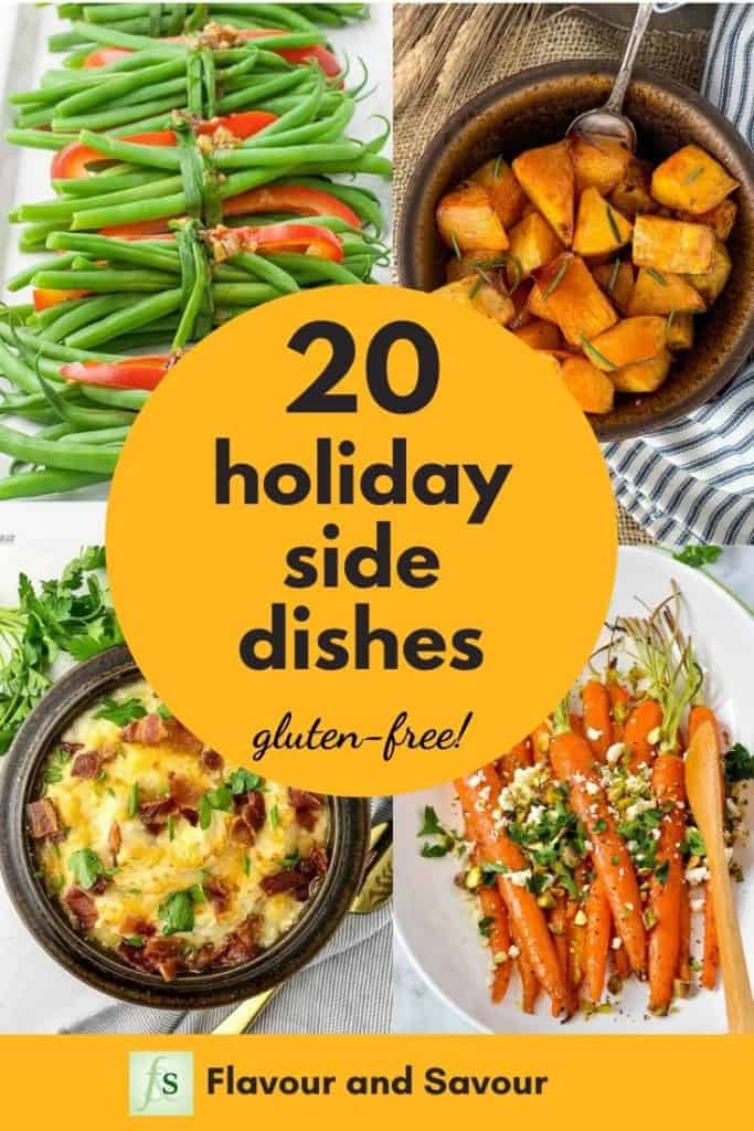 20 Holiday Side Dishes graphic with text overlay