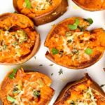 Baked Smashed Sweet Potatoes close up view