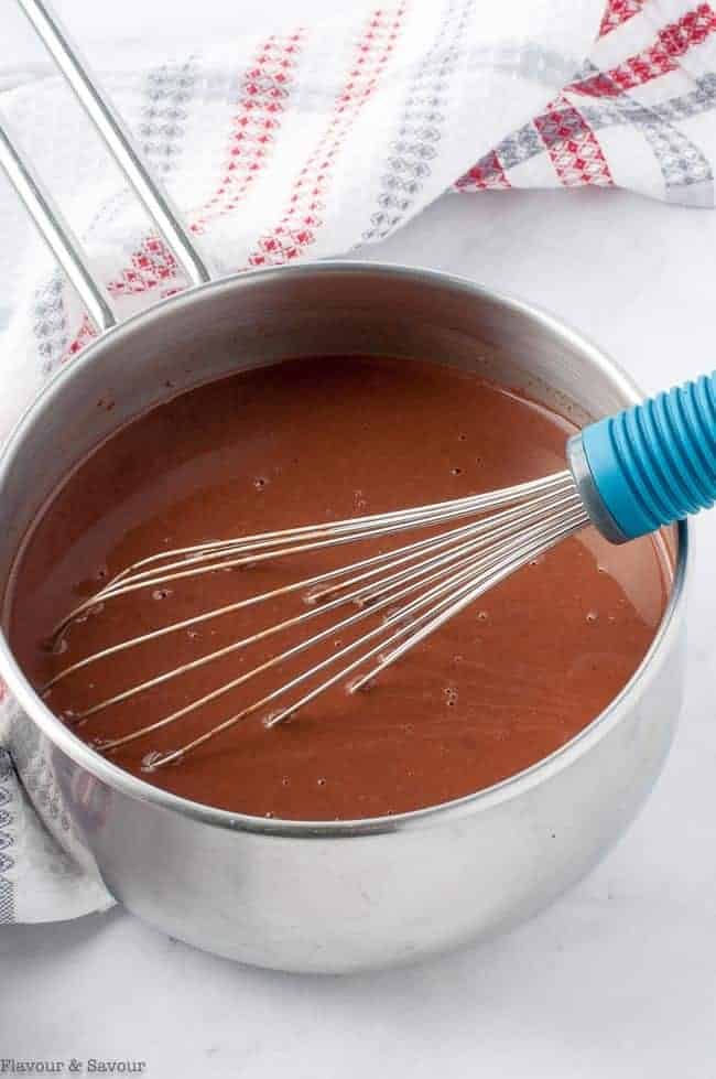 Mexican Hot Chocolate in a saucepan.