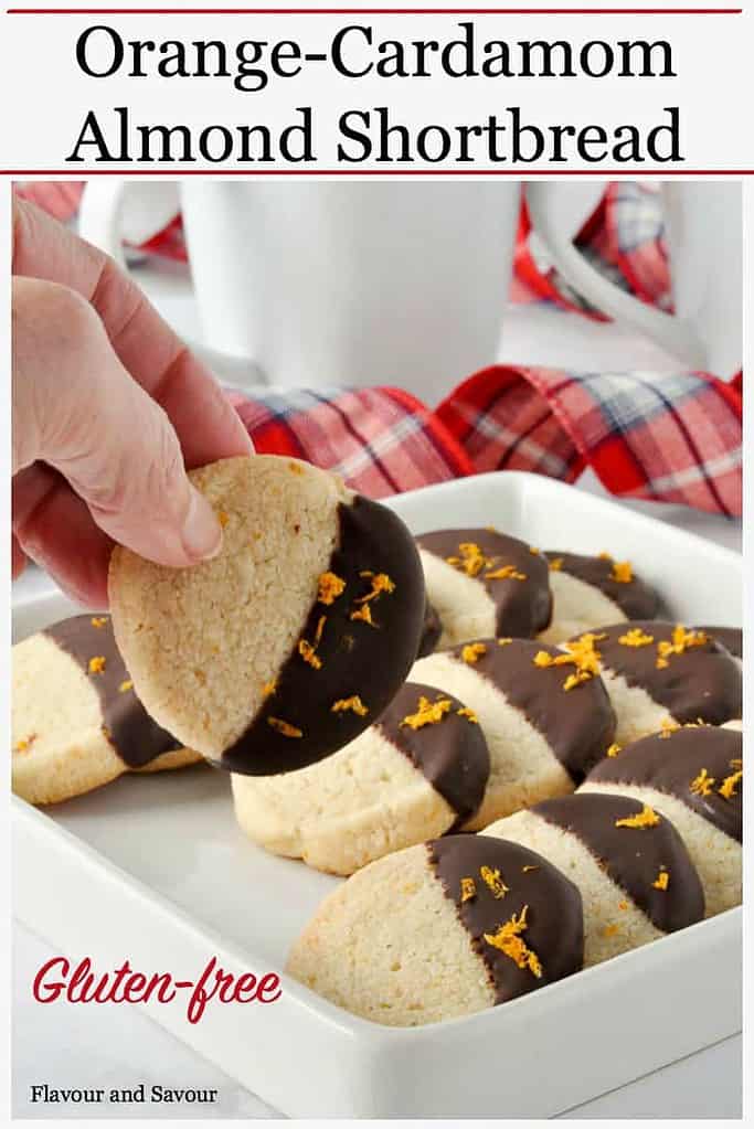 Pinterest Pin 1 for Orange Cardamom Almond Shortbread Cookies