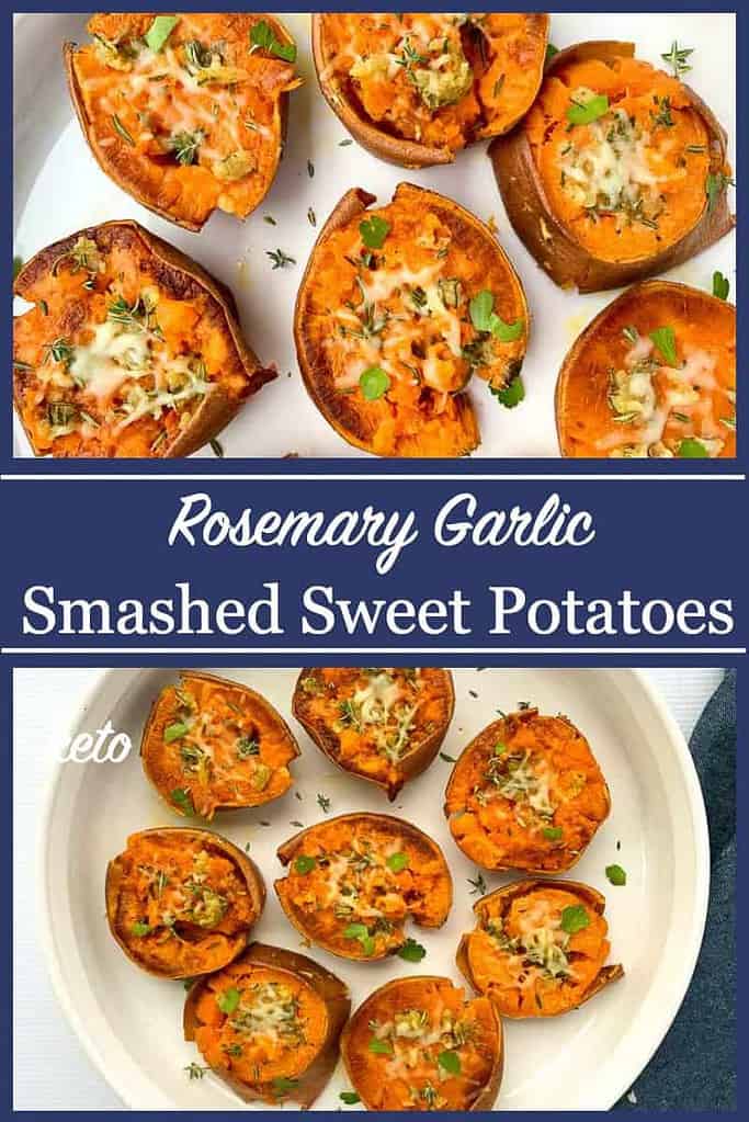 Rosemary Garlic Smashed Sweet Potatoes - Flavour and Savour