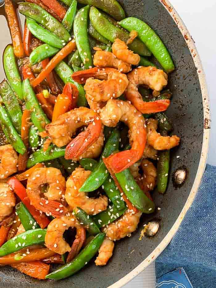 Lemon Garlic Shrimp and Snow Pea Stir Fry - Flavour and Savour