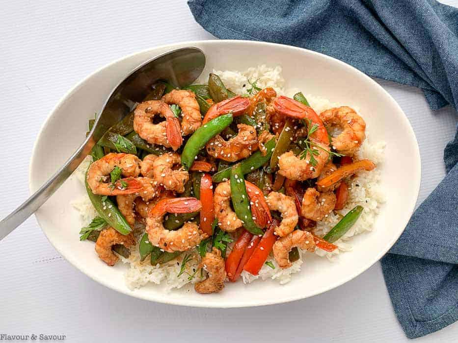Lemon Garlic Shrimp and Snow Pea Stir Fry - Flavour and Savour