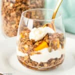 gingerbread spiced granola parfait with yogurt and fresh fruit