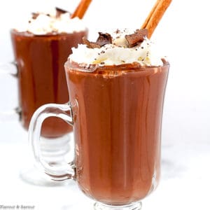 two mugs of dairy-free Mexican hot chocolate
