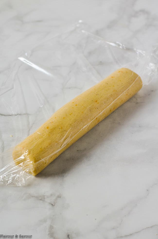 wrapping slice and bake cookie dough in plastic wrap