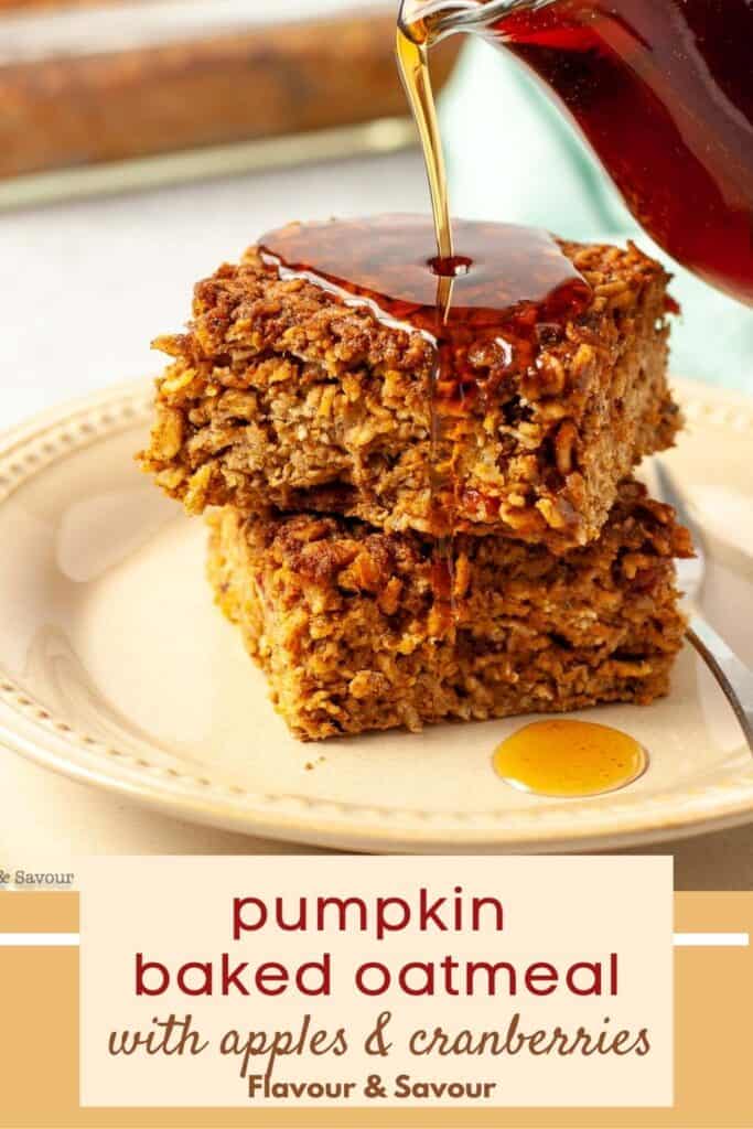 image with text for cranberry apple pumpkin baked oatmeal