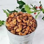 Gingerbread Spiced Nuts with holly