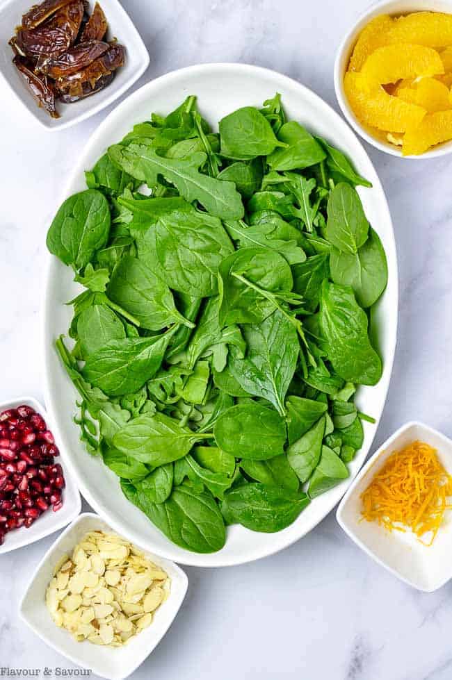 Ingredients for Date Orange Spinach Salad
