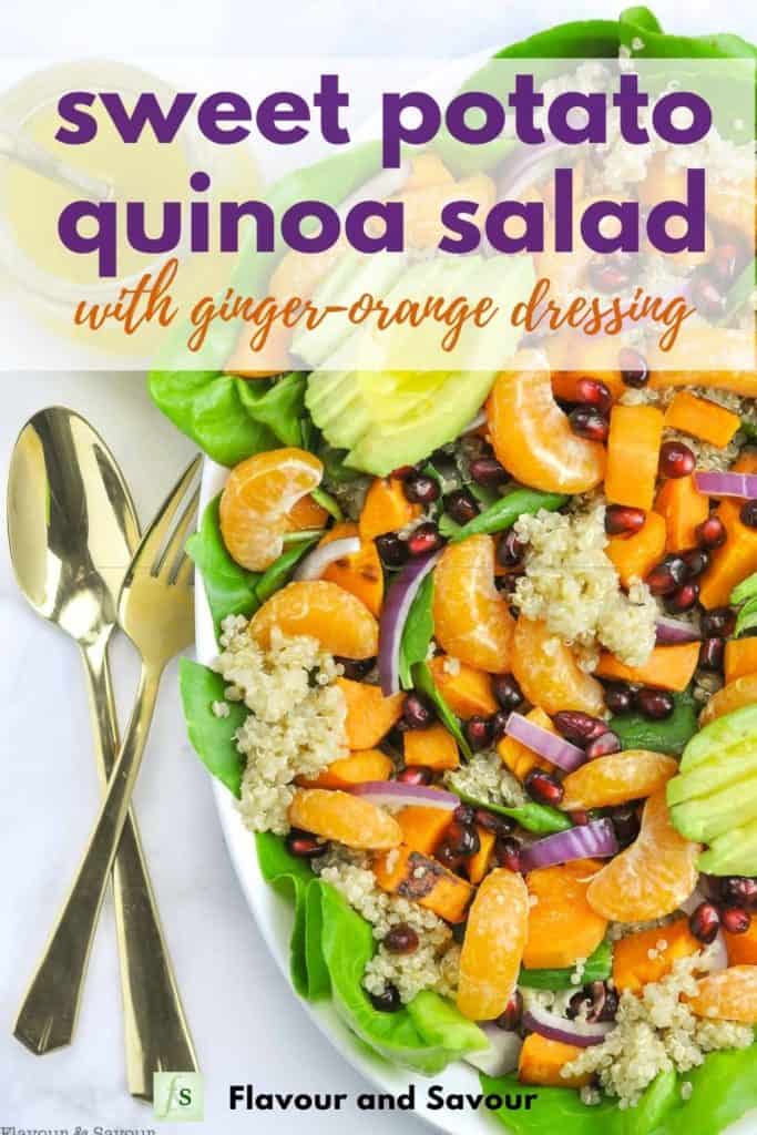 Image and text for Sweet Potato Quinoa Salad with Ginger-Orange Dressing