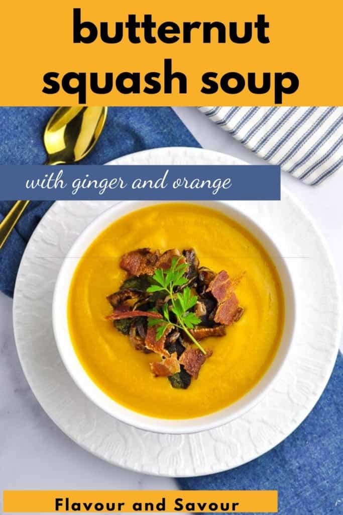 Pinterest Pin for Butternut Squash Soup with Ginger and Orange