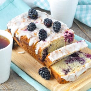 A sliced loaf of Keto Blackberry Bread